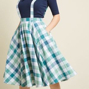 ModCloth x Collectif blue green plaid jumper